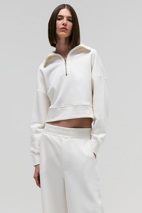 BLUSA GOLA ALTA ZÍPER OFF WHITE