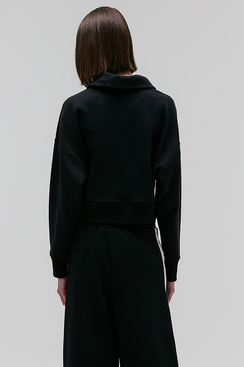 BLUSA GOLA ALTA ZÍPER PRETO
