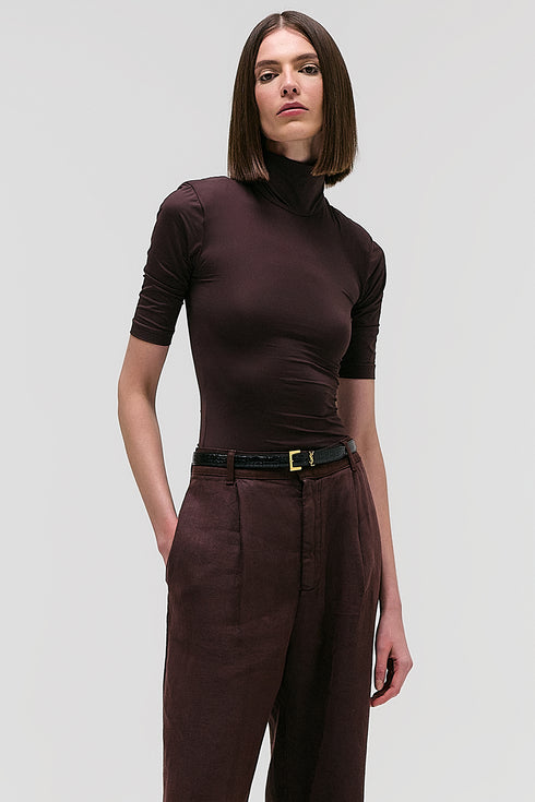 BLUSA GOLA ALTA MARROM