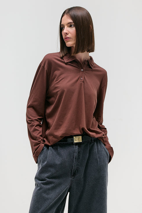 BLUSA POLO MARROM