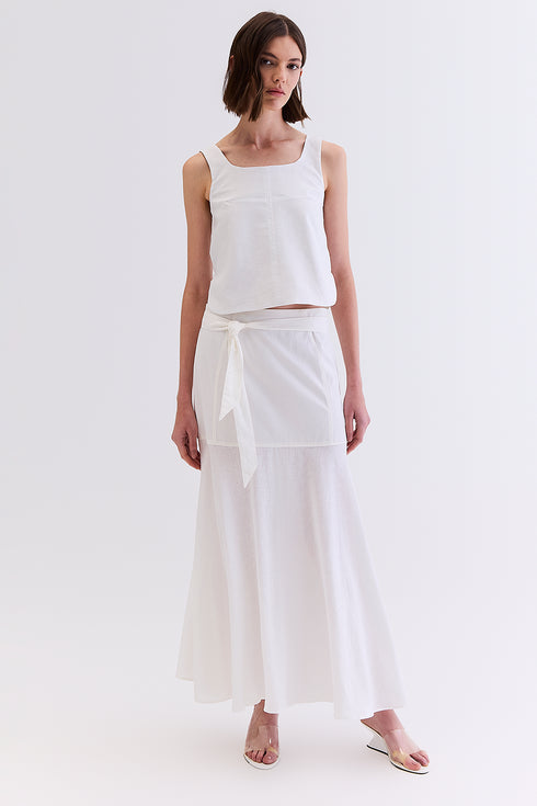 SAIA LINHO COM SARJA BRANCO