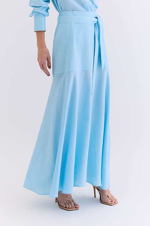 SAIA LINHO COM SARJA AZUL