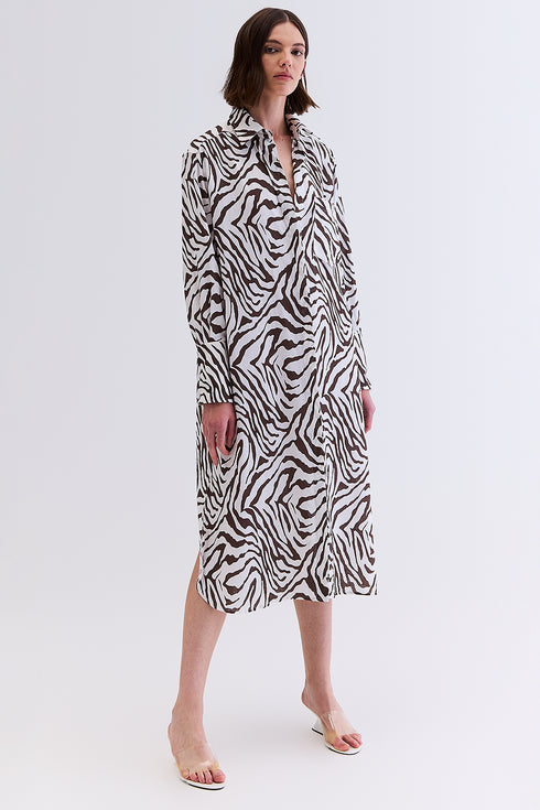 CHEMISIER LINHO ESTAMPADO MARROM