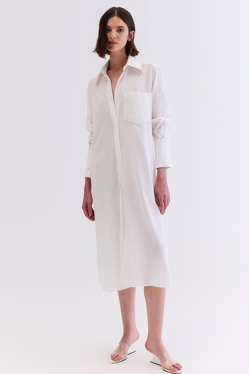 CHEMISIER LINHO COM SARJA BRANCO