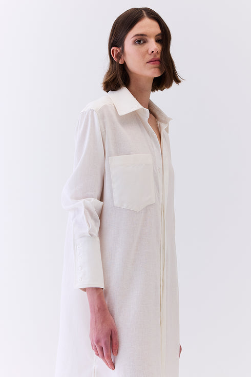 CHEMISIER LINHO COM SARJA BRANCO