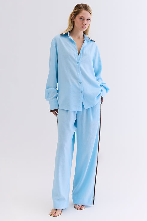 CALÇA RECORTE LINHO AZUL