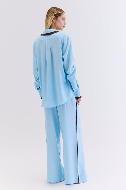 CALÇA RECORTE LINHO AZUL