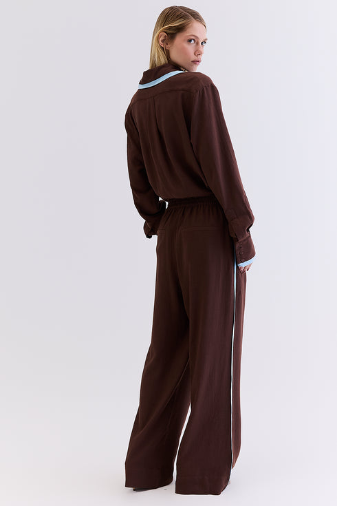 CALÇA RECORTE LINHO MARROM