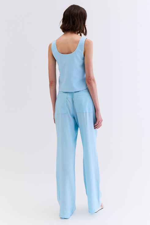 CALÇA LINHO COM SARJA AZUL