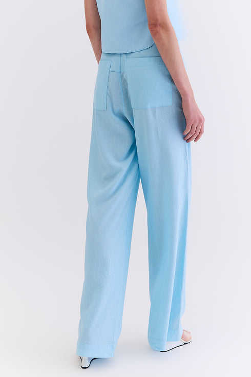 CALÇA LINHO COM SARJA AZUL