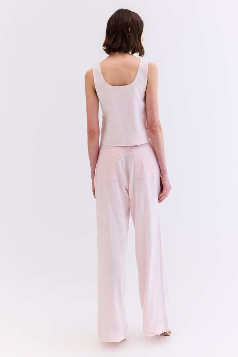 CALÇA LINHO COM SARJA ROSA