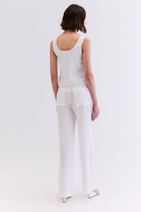 CALÇA LINHO COM SARJA BRANCO