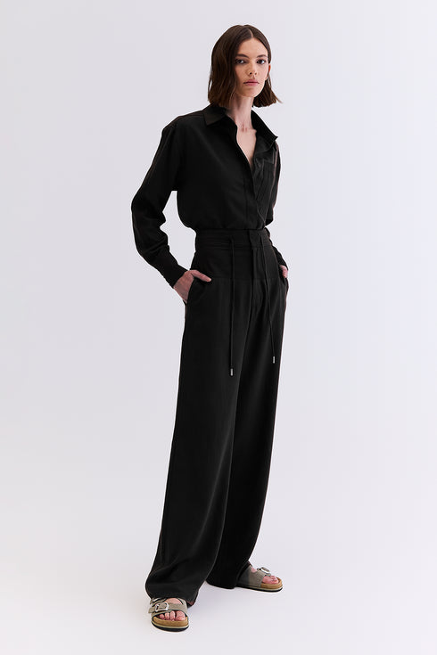 CALÇA LINHO COM SARJA PRETO