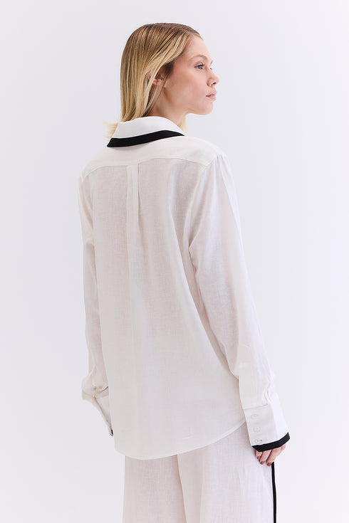 CAMISA RECORTE LINHO BRANCO