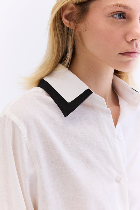 CAMISA RECORTE LINHO BRANCO