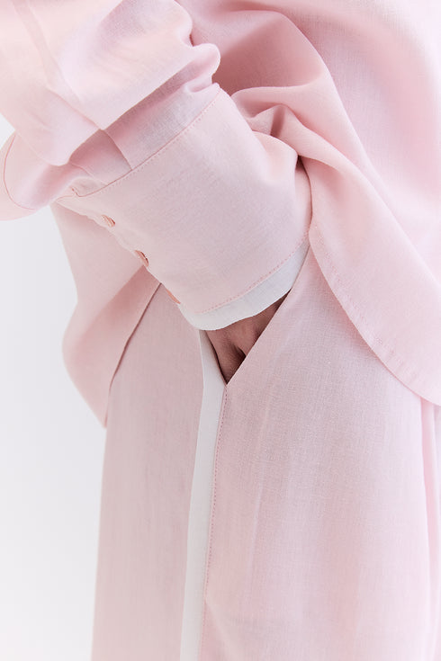 CAMISA RECORTE LINHO ROSA