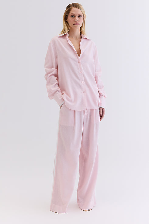 CAMISA RECORTE LINHO ROSA