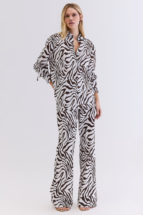 CAMISA ESTAMPADA LINHO MARROM