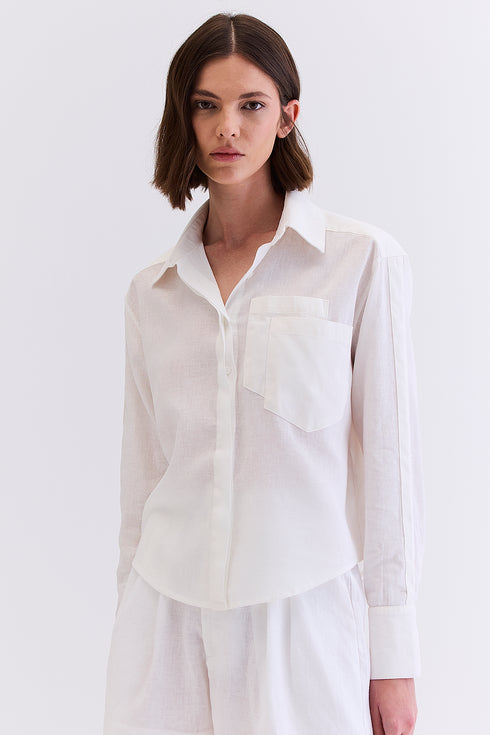 CAMISA LINHO COM SARJA BRANCO