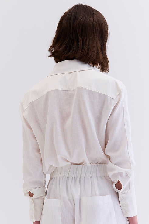 CAMISA LINHO COM SARJA BRANCO