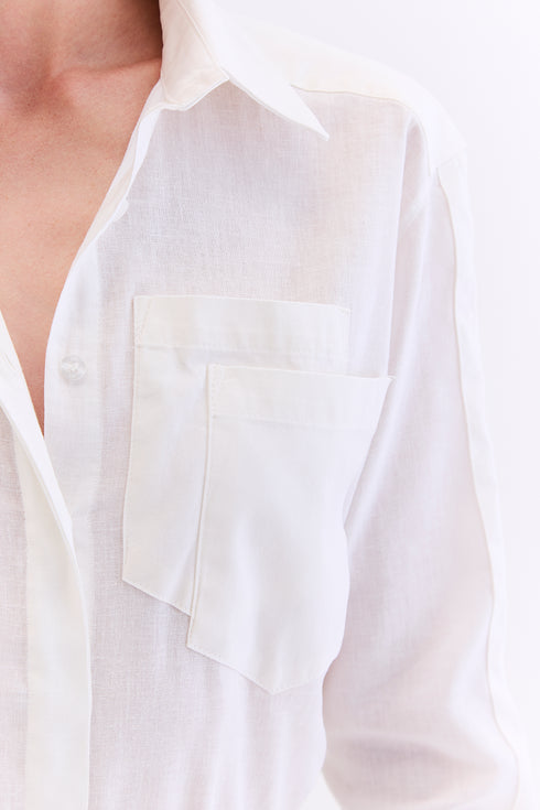 CAMISA LINHO COM SARJA BRANCO