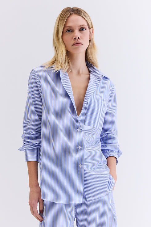 CAMISA BOLSO LISTRADA AZUL COM OFF