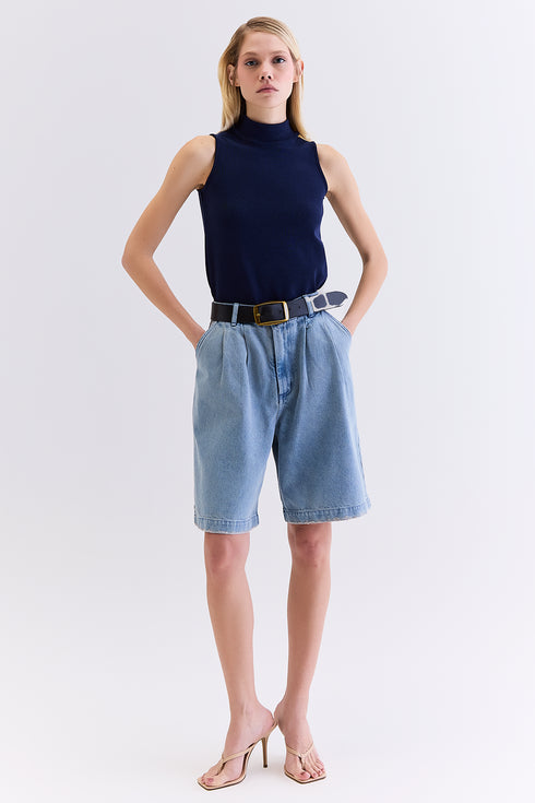 BERMUDA JEANS AZUL CLARO