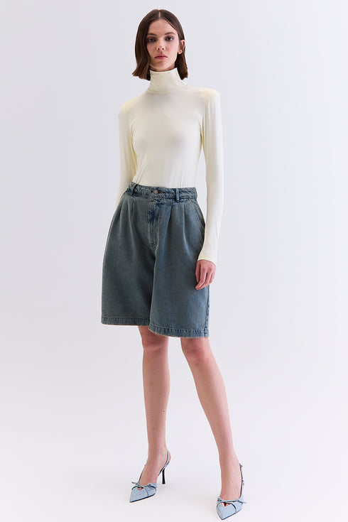 BERMUDA JEANS AZUL ESVERDEADO