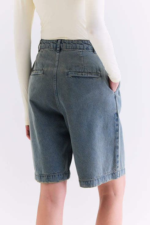 BERMUDA JEANS AZUL ESVERDEADO