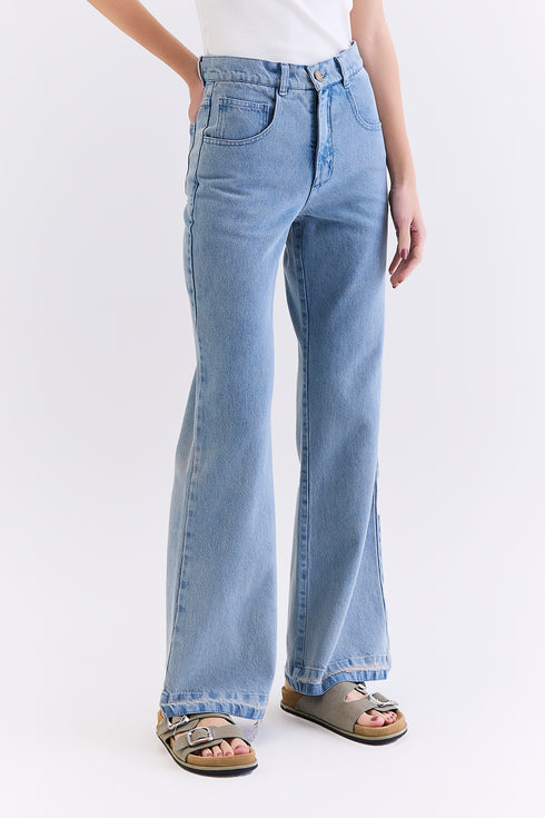 CALÇA JEANS RETA AZUL CLARO