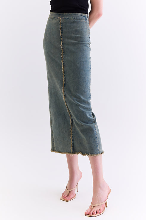 SAIA MIDI JEANS AZUL ESVERDEADO