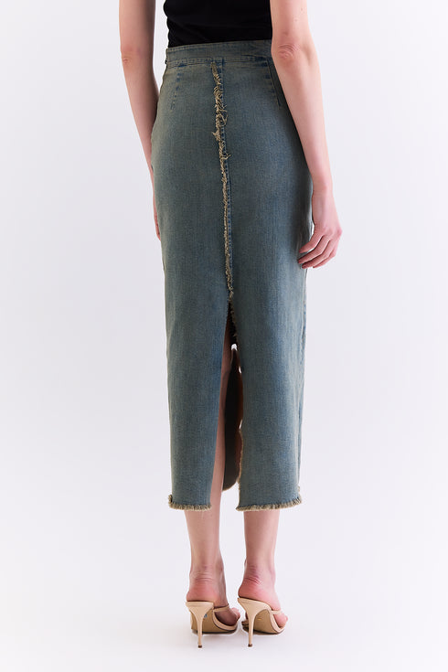 SAIA MIDI JEANS AZUL ESVERDEADO