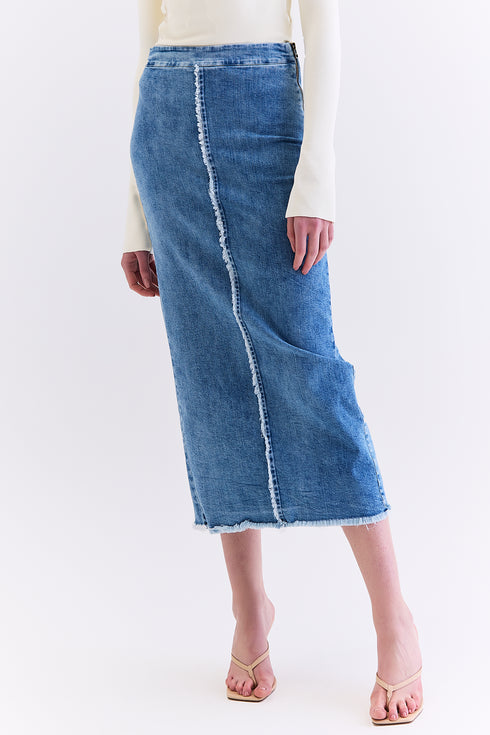 SAIA MIDI JEANS AZUL MÉDIO