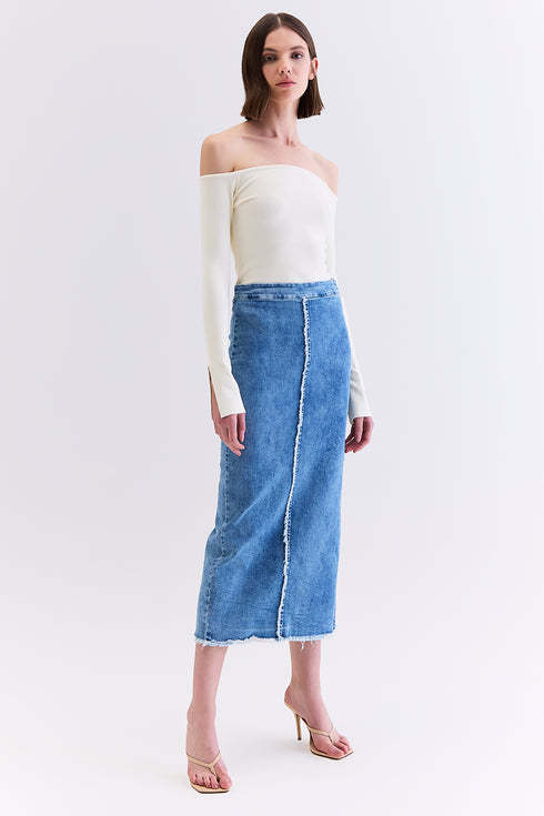 SAIA MIDI JEANS AZUL MÉDIO