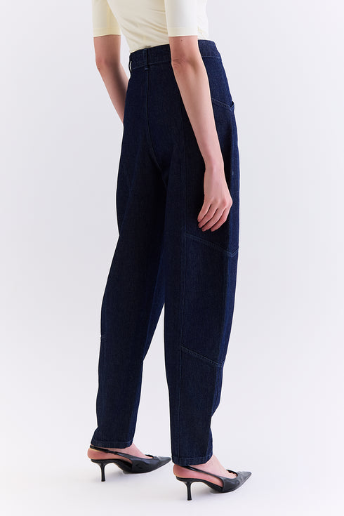 CALÇA JEANS RECORTES AZUL ESCURO