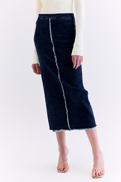 SAIA MIDI JEANS AZUL ESCURO