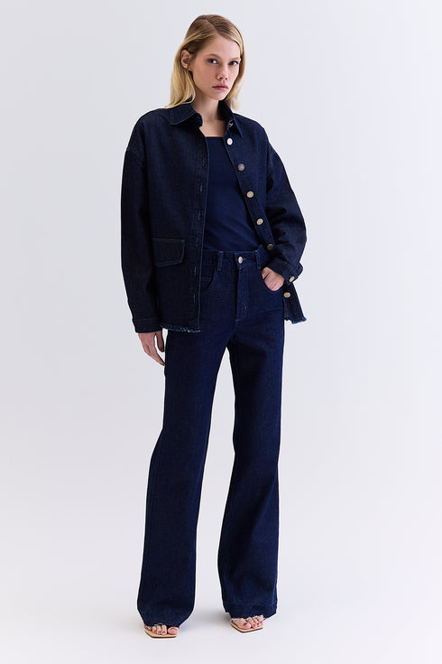 CAMISA AMPLA BOLSOS AZUL ESCURO