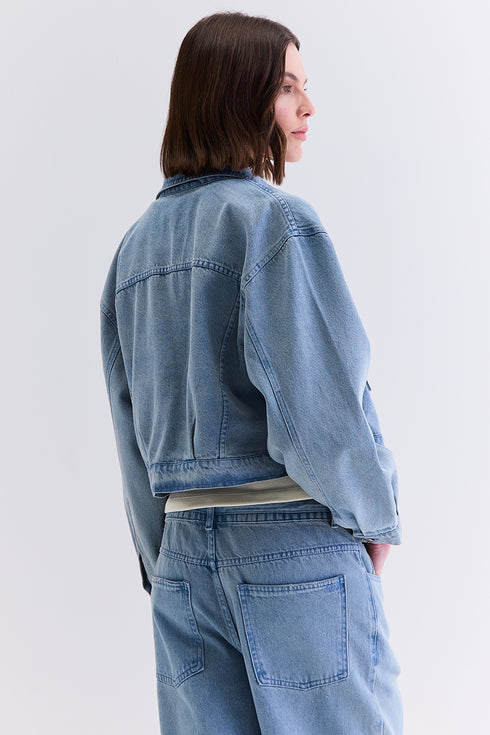 JAQUETA FAIXAS AZUL CLARO