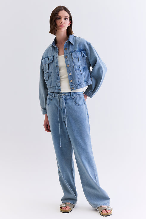 JAQUETA FAIXAS AZUL CLARO