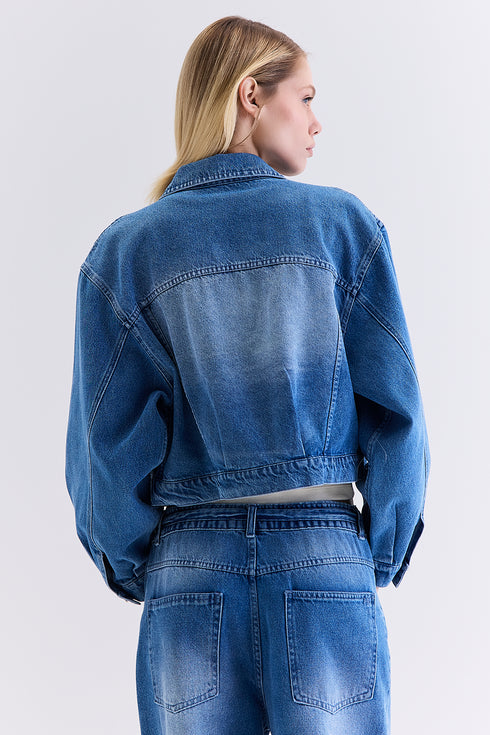 JAQUETA FAIXAS AZUL MÉDIO