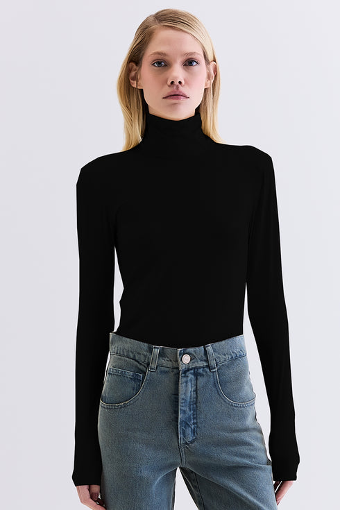 BLUSA FLUIDA MANGA LONGA PRETO