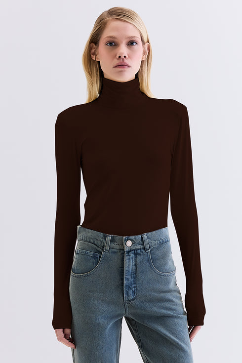 BLUSA FLUIDA MANGA LONGA CHOCOLATE