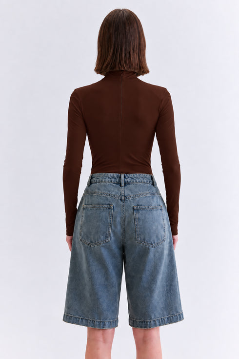 BLUSA FLUIDA MANGA LONGA CHOCOLATE