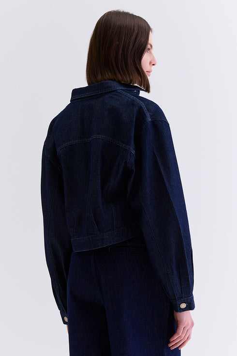 JAQUETA FAIXAS AZUL ESCURO