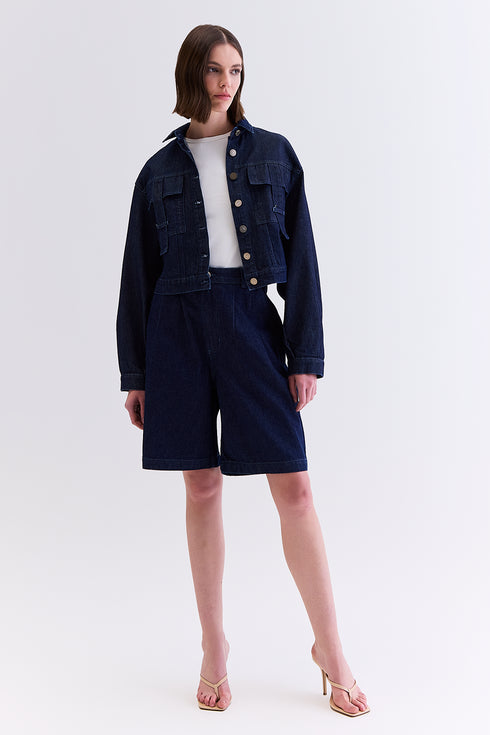 JAQUETA FAIXAS AZUL ESCURO