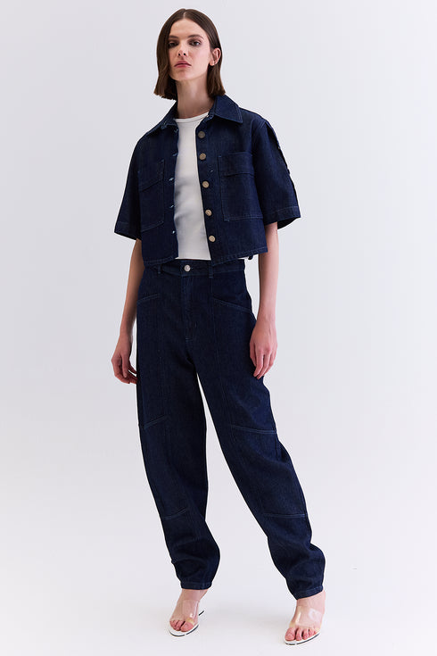 CAMISA M/C FAIXAS AZUL ESCURO