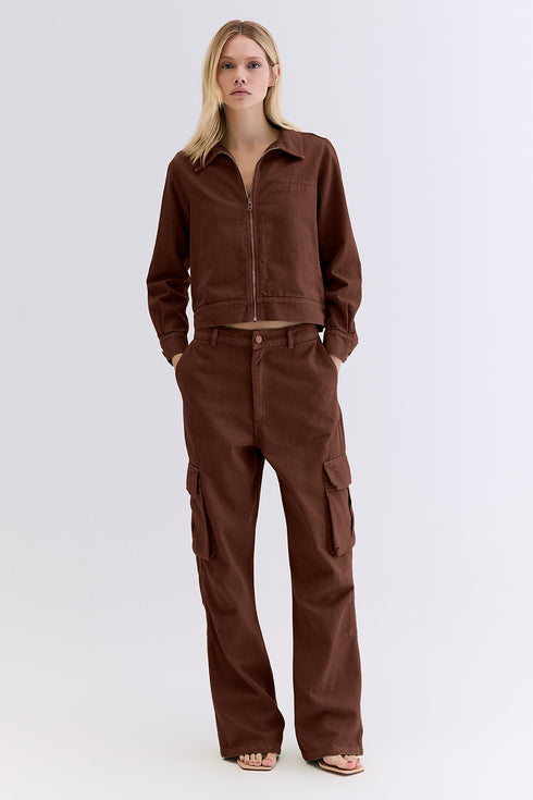 CALÇA CARGO AMPLA CHOCOLATE