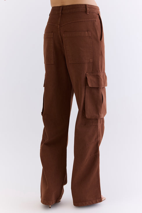 CALÇA CARGO AMPLA CHOCOLATE