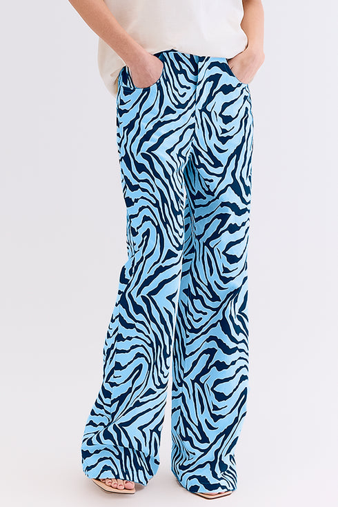 CALÇA SARJA ZEBRA MARINHO COM AZUL CLARO