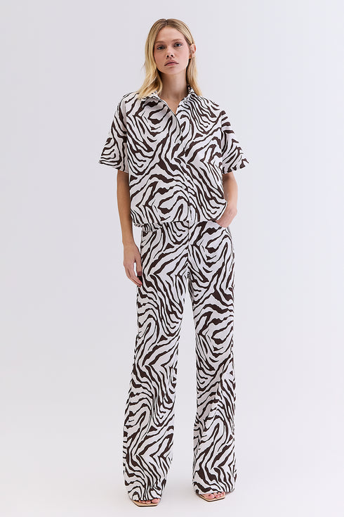 CAMISA ZEBRA SARJA MARROM COM OFF